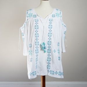 NEW Style & Co Cold Shoulder Floral Blouse 0X
